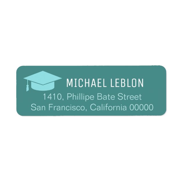Blue Return Address Label With Name Graduation