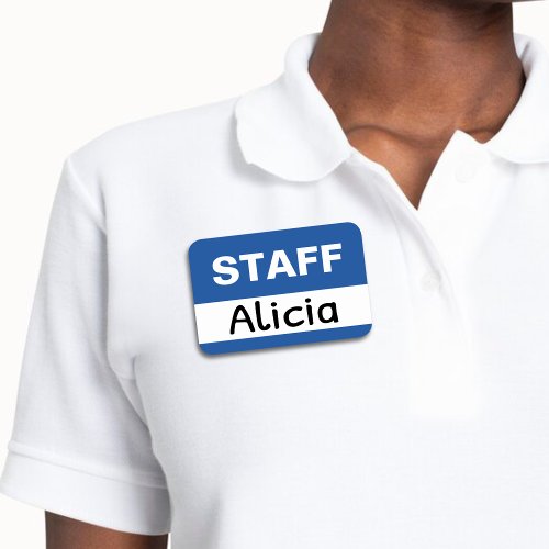 Blue Reusable Employee Staff Team Member Dry Erase Name Tag