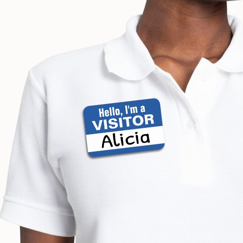 Blue Reusable Temporary Guest Visitor Dry Erase Name Tag
