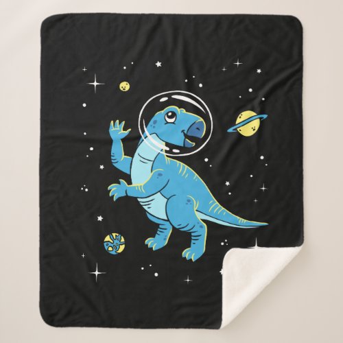 Blue Rhabdodon Dinos In Space Sherpa Blanket