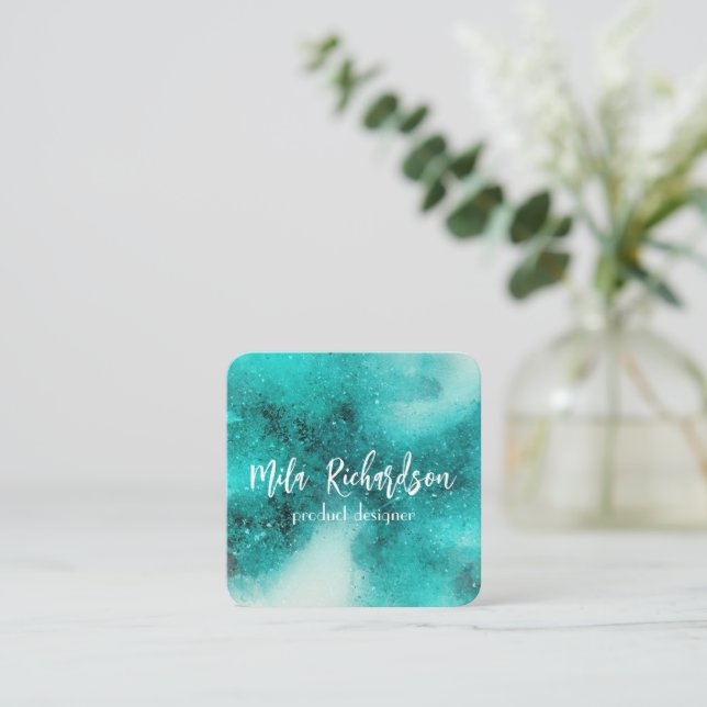 Blue rhapsody of colors square business card (Standing Front)