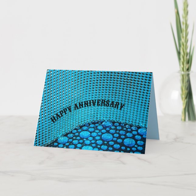 Blue rhinestone jewels impress the anniversary card (Front)