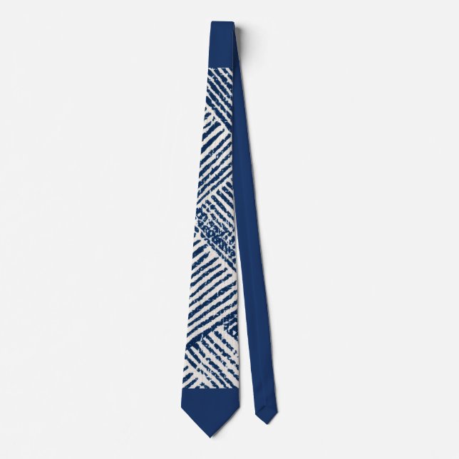 Blue Rhythm | Indigo Blue Geometric Pattern  Neck Tie (Front)