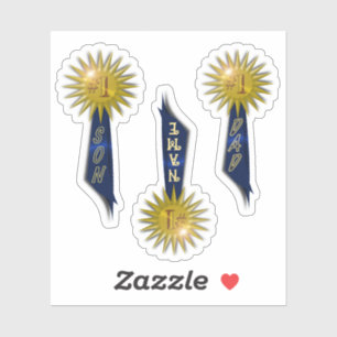 Blue Ribbon #1 Dad #1 Son Sticker
