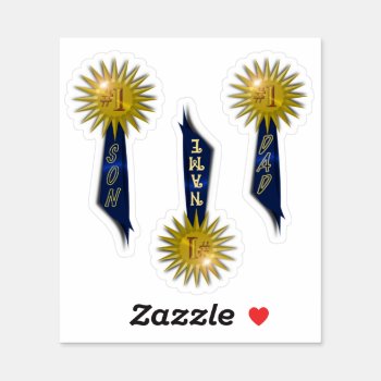 Blue Ribbon #1 Dad #1 Son Sticker by gravityx9 at Zazzle