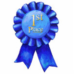 Blue Ribbon 1st Place Cutout<br><div class="desc">Congratulations! You've won 1st Place. Celebrate with a First Place Ribbon Award Acrylic Cut Out designed by Imagine That! Design. You'll love our original art with our signature texture of a fancy blue ribbon with the words 1st Place in gold lettering inside. Show off your accomplishment with this prized blue...</div>