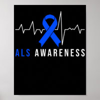 Blue Ribbon ALS Awareness Heartbeat