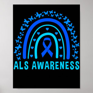 Blue Ribbon ALS Awareness Rainbow Poster