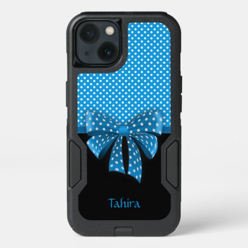Blue Ribbon and Polka Dots iPhone 13 Case