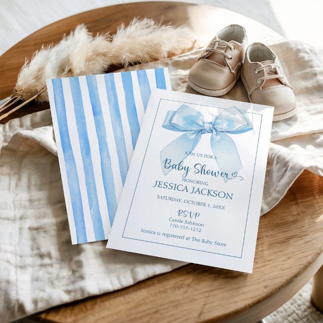 Blue Ribbon Baby Boy Shower  Announcement (Creator Uploaded)