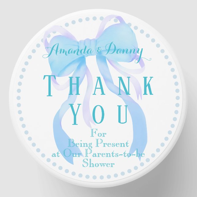Blue Ribbon Baby Boy Shower  Mini Candle Favors (Front)
