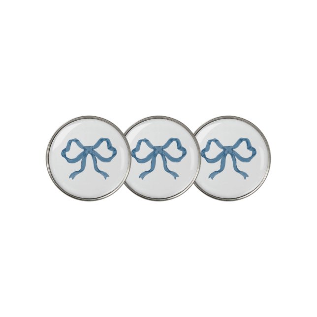 Blue Ribbon Bow  Golf Ball Marker (3 Up)