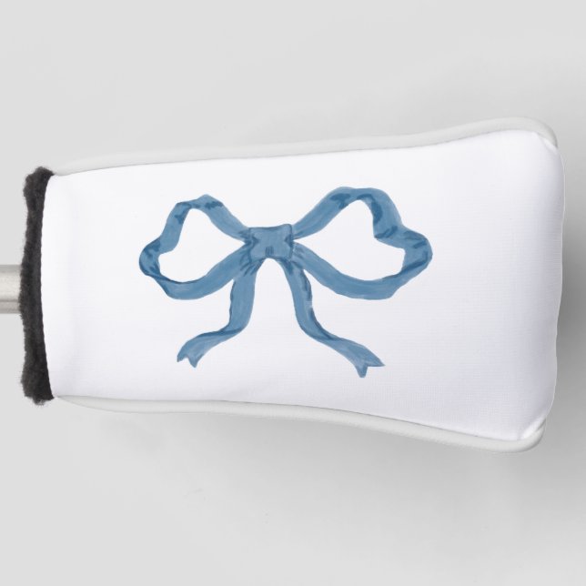 Blue Ribbon Bow Golf Head Cover (Front)