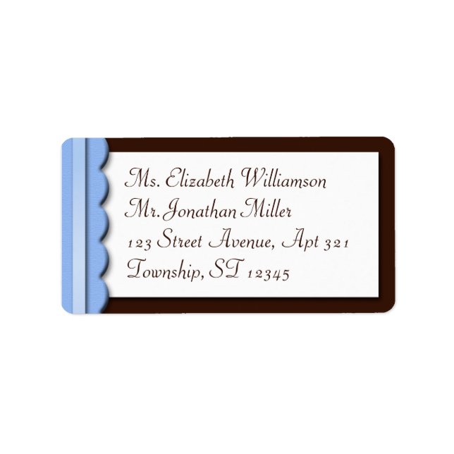 Blue Ribbon Brown Border Address Labels (Front)