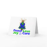 Blue Ribbon Christmas Peace Love, Joy & Cure Holiday Card