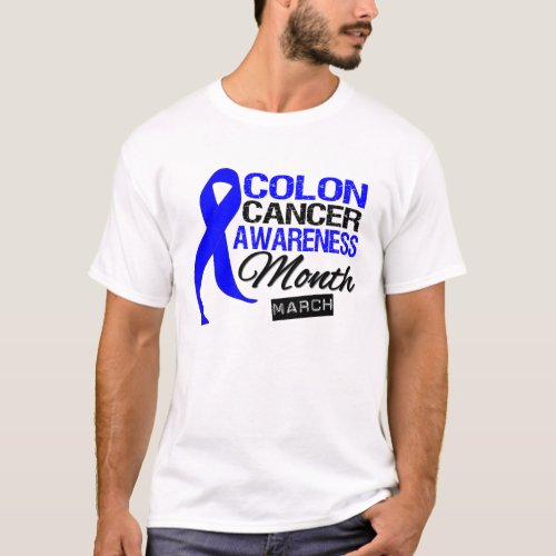 Blue Ribbon Colon Cancer Awareness Month T_Shirt