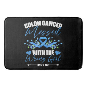 Blue Ribbon Colon Cancer Girl Survivor  Bath Mat