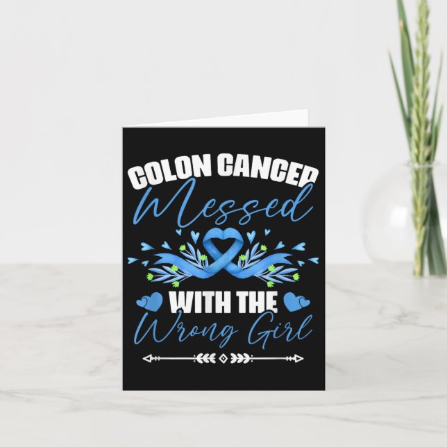Blue Ribbon Colon Cancer Girl Survivor Colorectal  Card (Front)