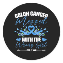 Blue Ribbon Colon Cancer Girl Survivor Colorectal  Classic Round Sticker