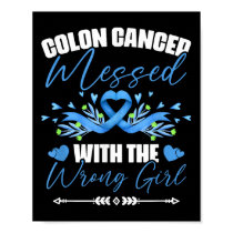 Blue Ribbon Colon Cancer Girl Survivor Colorectal  Poster