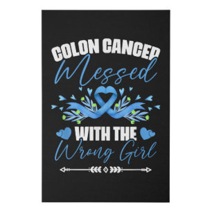 Blue Ribbon Colon Cancer Girl Survivor  Faux Canvas Print