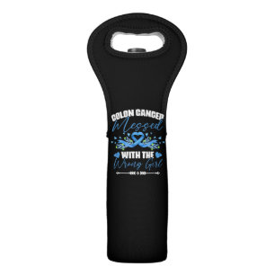 Blue Ribbon Colon Cancer Girl Survivor  Wine Bag