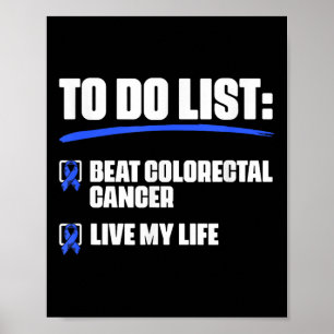 Blue Ribbon Colon Cancer Survivor Beat Colorectal  Poster