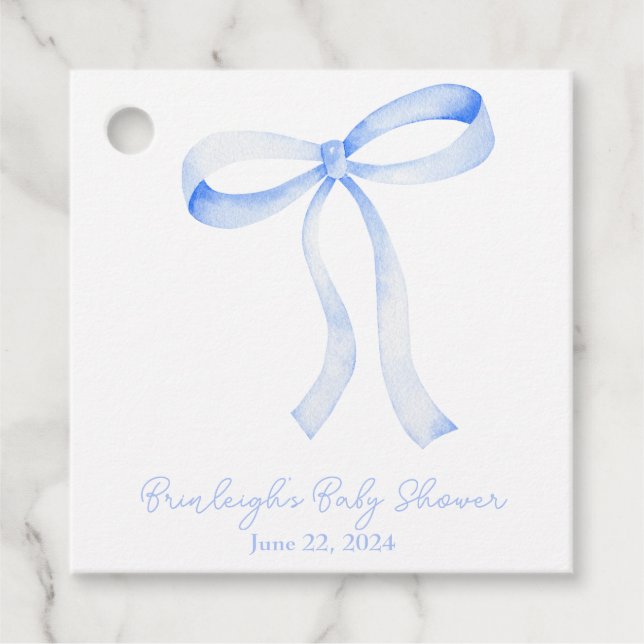 Blue Ribbon Coquette Personalized Favor Tags (Front)