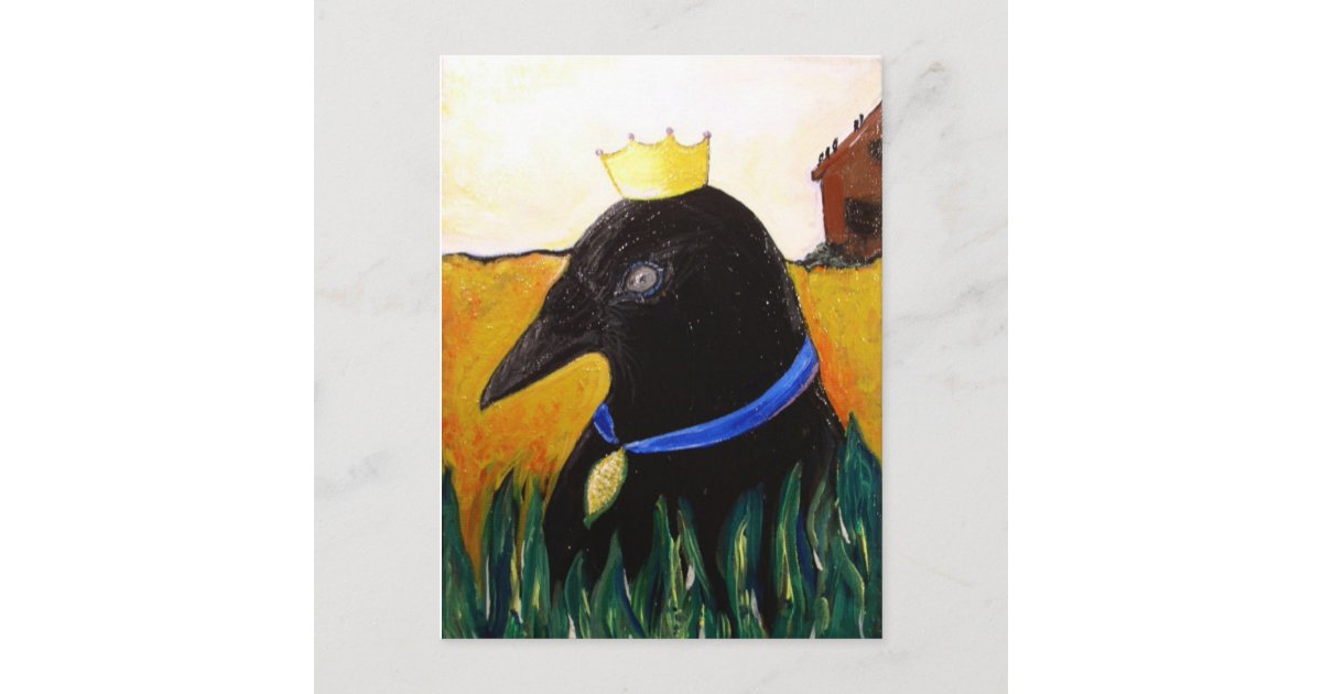 Blue Ribbon Crow Postcard | Zazzle