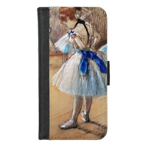 Blue Ribbon Dancer Edgar Degas iPhone 87 Wallet Case