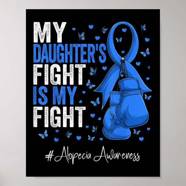 Blue Ribbon Daughter Alopecia Awareness  Poster (Front)