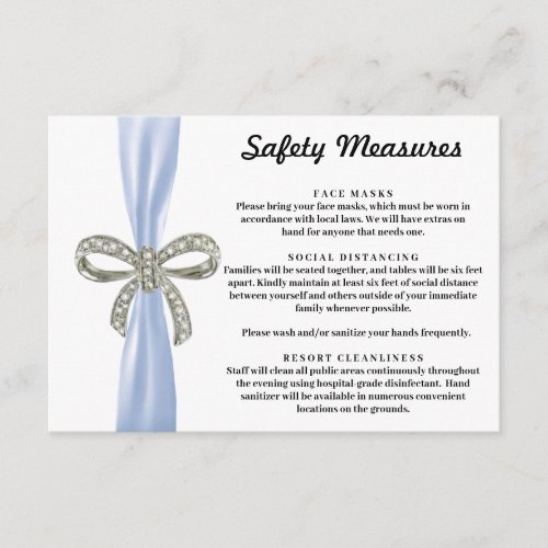 Blue Ribbon Diamond Bow Safety Measures Enclosure Card