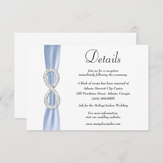Blue Ribbon Diamond Infinity Wedding Details Enclosure Card (Front/Back)