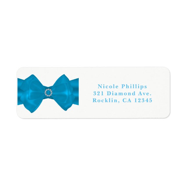 Blue Ribbon & Diamonds Bridal Shower Invitation Label (Front)