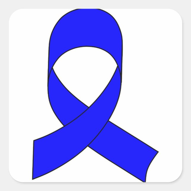 Blue Ribbon Drawing Square Sticker (Front)