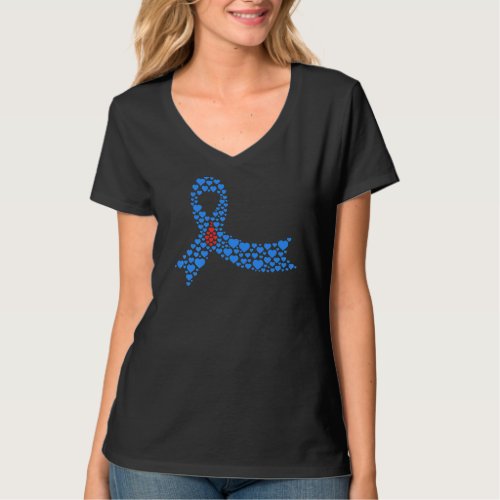 Blue Ribbon Fight Raise Diabetes Awareness Month T_Shirt