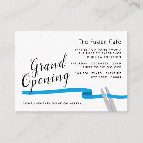 Blue Ribbon Grand Opening Ceremony Card