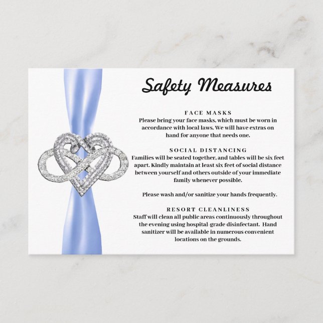 Blue Ribbon Infinity Heart Safety Measures Enclosure Card (Front)