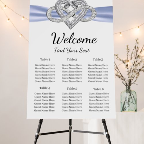 Blue Ribbon Infinity Heart Wedding Seating Chart Foam Board