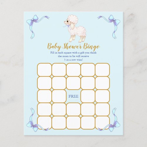 Blue Ribbon Little Lamb Baby Shower Bingo Game