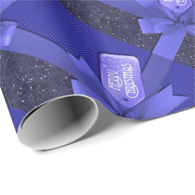 Blue Ribbon Merry Christmas Wrapping Paper (Roll Corner)