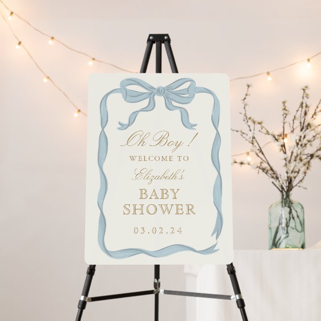 Blue Ribbon  Oh boy Baby Shower Welcome Foam Board (In Situ (Stand))