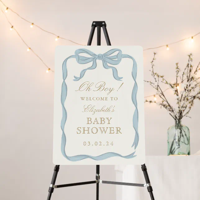 Blue Ribbon Oh boy Baby Shower Welcome Foam Board | Zazzle