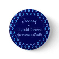 Blue Ribbon Paisley Thyroid Disease Button