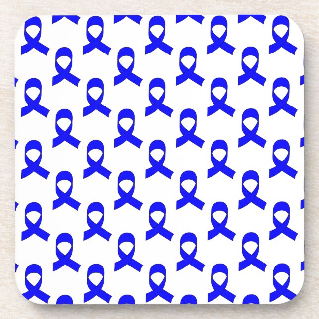 Blue Ribbon Pattern Drink Coaster (Front)