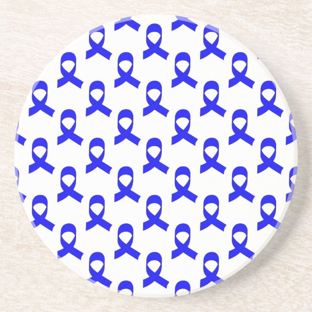 Blue Ribbon Pattern Sandstone Coaster (Front)