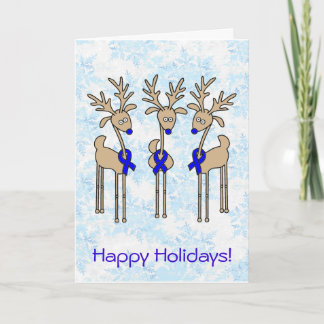 Blue Ribbon Reindeer Holiday Card