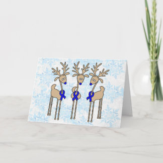 Blue Ribbon Reindeer Holiday Card
