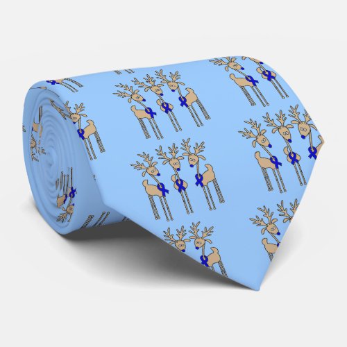 Blue Ribbon Reindeer Tie
