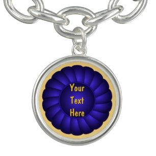 Blue Ribbon Rosette to Personalize Bracelet